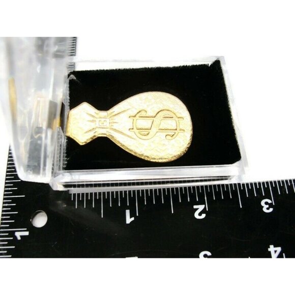 Money Bag Money Clip Textured Gold Tone Cash ID Holder Boxed - Picture 4 of 5